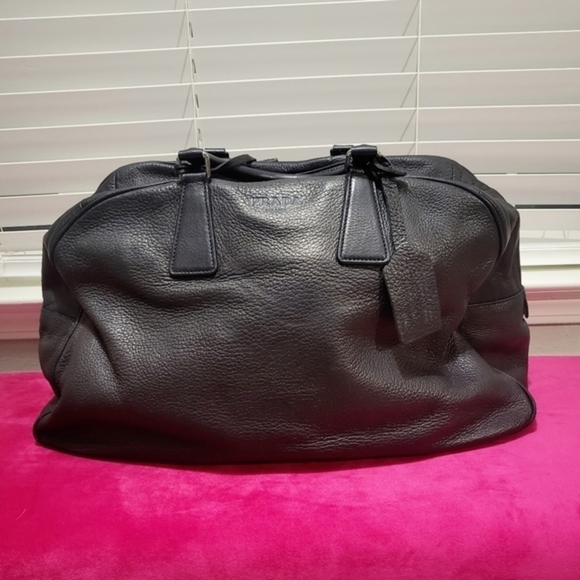 PradaBlack Leather Weekender Bag